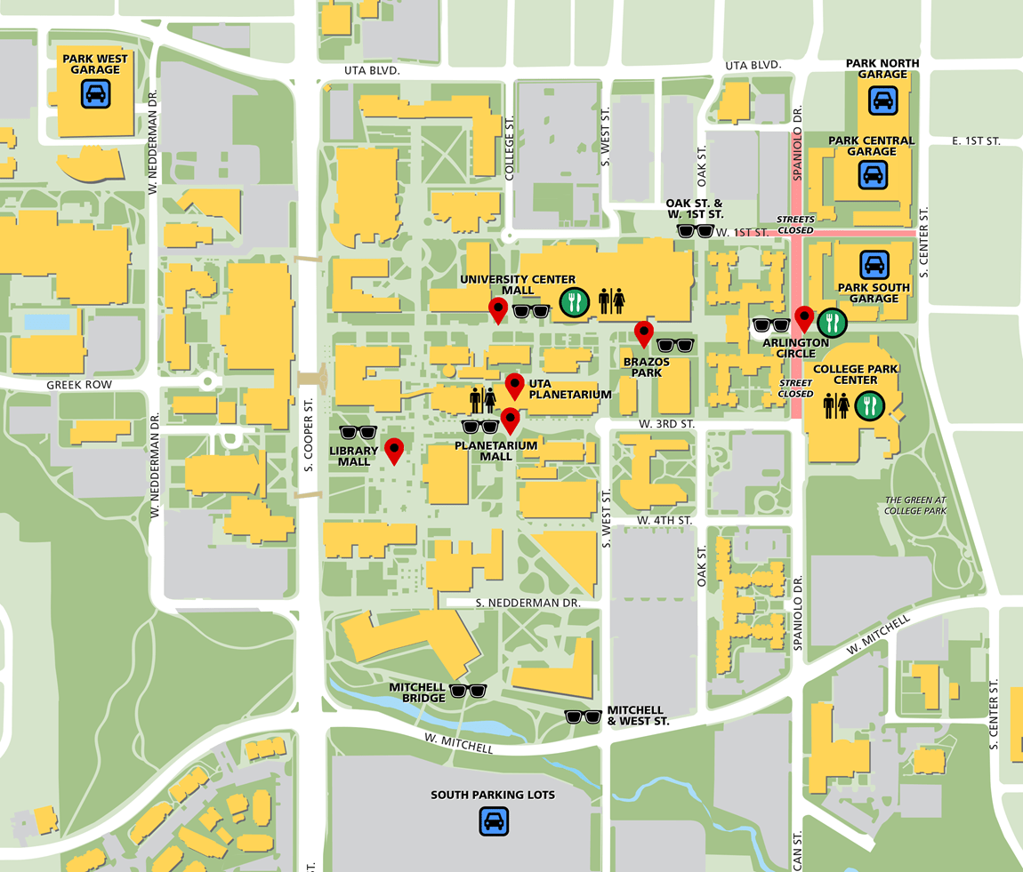 Map for the total solar eclipse at UTA
