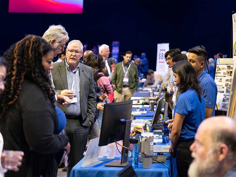 People talking at a career fair