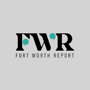 The logo for the Fort Worth Report on a grey background