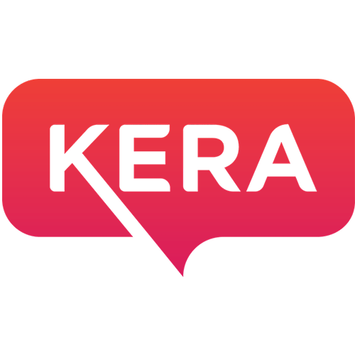 The logo for Dallas public radio, K E R A