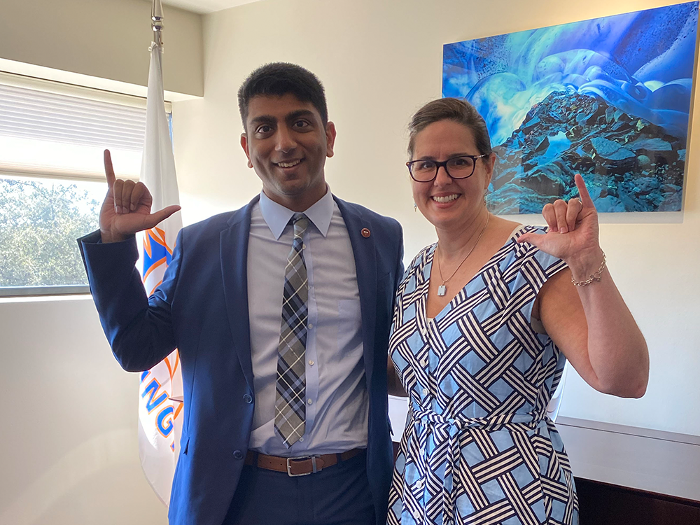 President Cowley with Student Regent Neel Mutyala