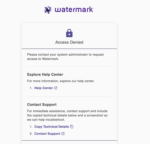 Watermark Access Denied dialogue box 