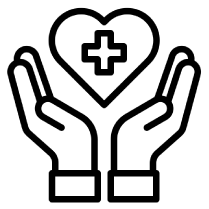 Two hands hold a heart with a cross in the middle.