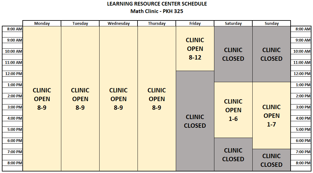 Spring 2023 Clinic Schedule