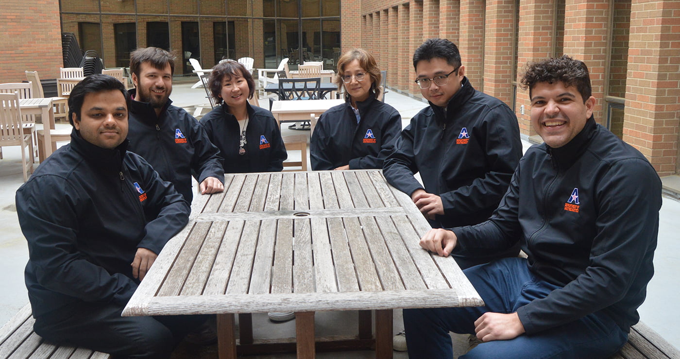 Department of Mathematics faculty members involved with the new M.S. in ASDS program include, from left, Suvra Pal, Keaton Hamm, Sherry Wang, Shan Sun-Mitchell, Dengdeng Yu, and Pedro Maia.