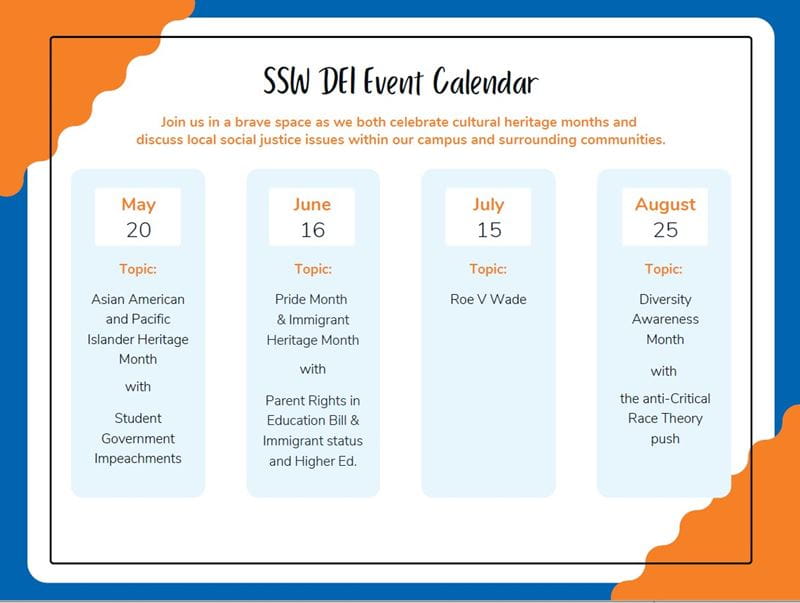 School of Social Work Diversity, Equity and Inclusion Calendar