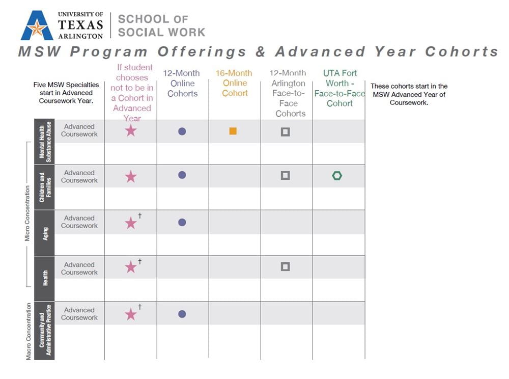 MSW Program Offerings and Advanced Year Cohorts Graph