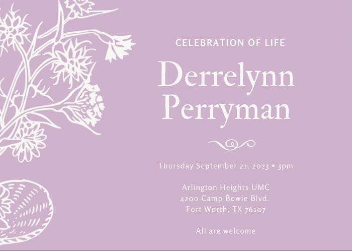 Derrelynn Perryman memorial flyer