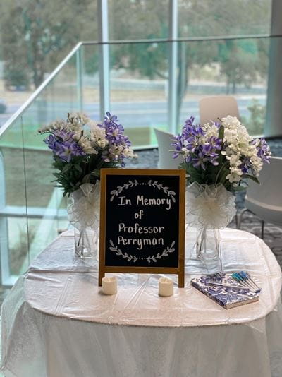 In Memory of Professor Derrylynn Perryman table setup