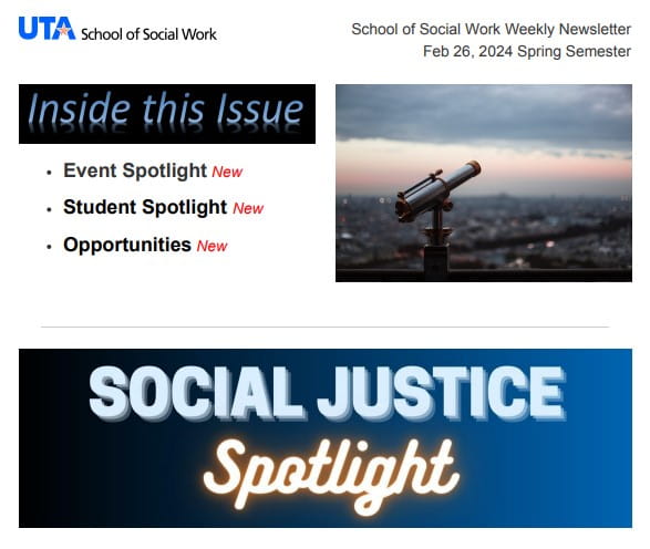 School of Social Work Weekly Update - Week February 26, 2024 Spring Semester image