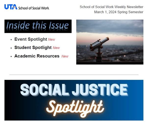 BSW and MSW Weekly Newsletter Update image