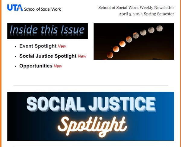 School of Social Work Weekly Update - Week April 05, 2024 Spring Semester image