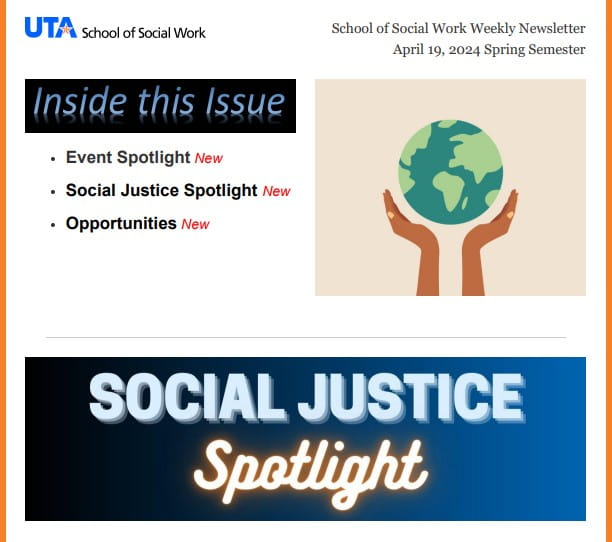 School of Social Work Weekly Update - Week April 19, 2024 Spring Semester image