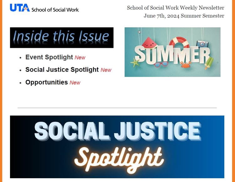 School of Social Work Weekly Update - June 07, 2024 Summer Semester image