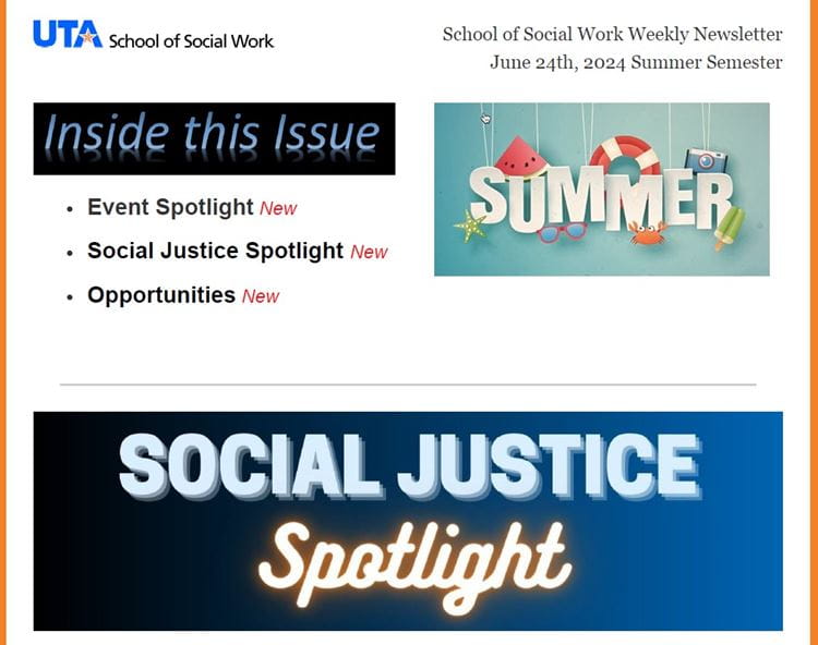 School of Social Work Weekly Update - June 24, 2024 Summer Semester image