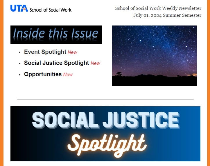 School of Social Work Weekly Update - July 01, 2024 Summer Semester image