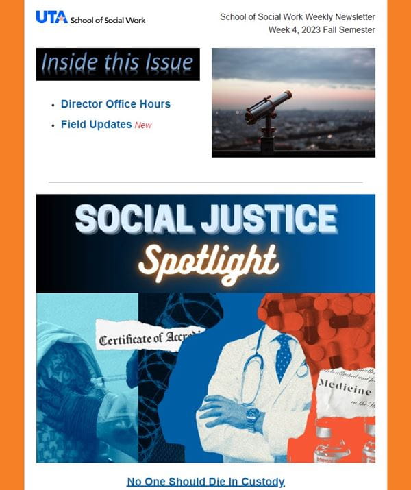 School of Social Work Weekly Newsletter - Week 4  Fall 2023 Semester