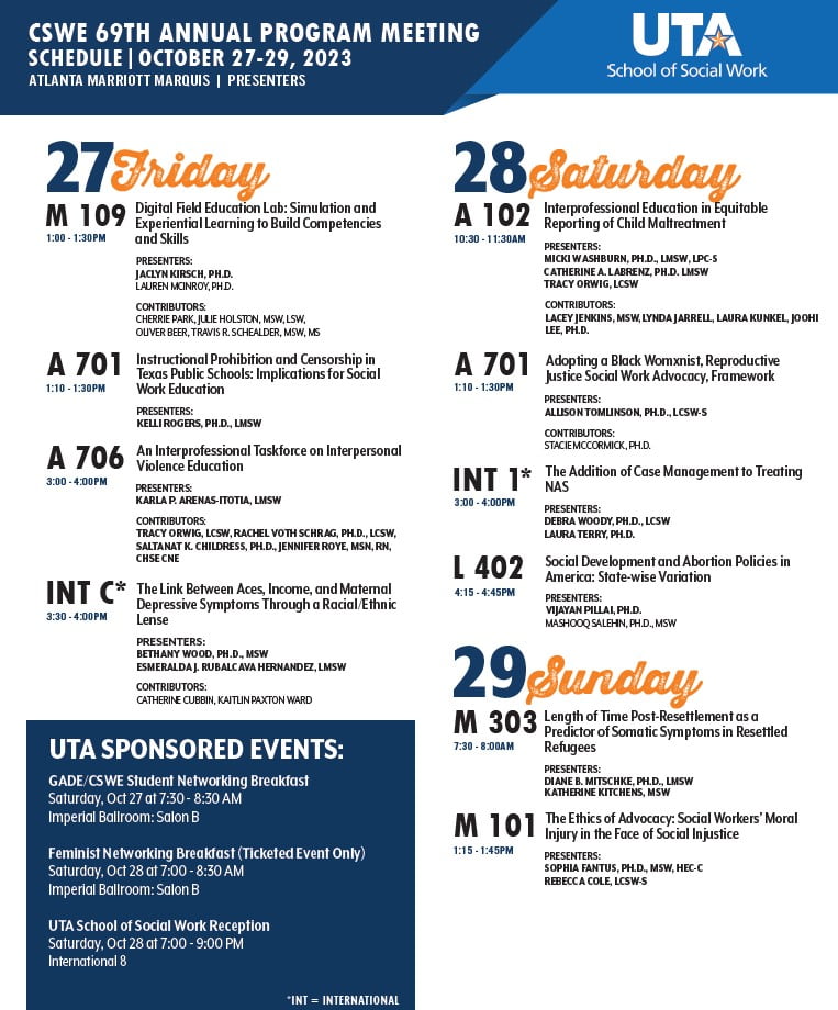 Research Conferences and Presentations School of Social Work The