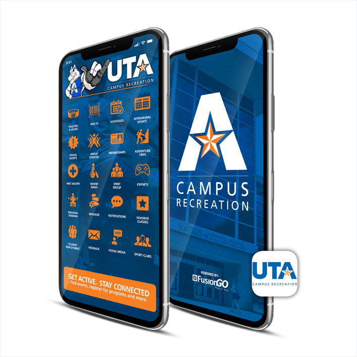 tablet with the home page of campus rec go app