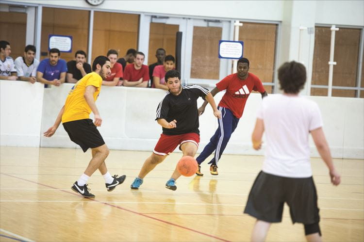 Student breaking ankles during an intramural basketball game