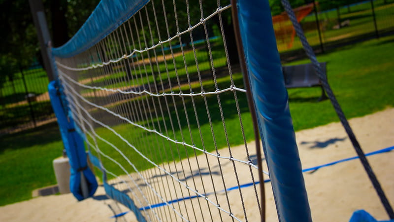 Close up shot of a volleyball net.