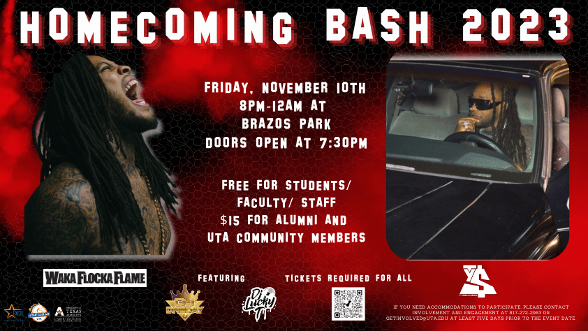 Poster for the 2023 UTA Homecoming event, The Bash