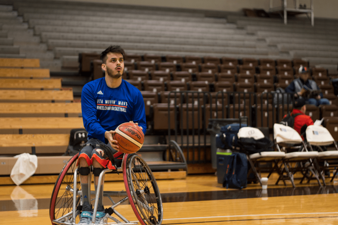Movin Mavs athlete preparing to shoot a basket