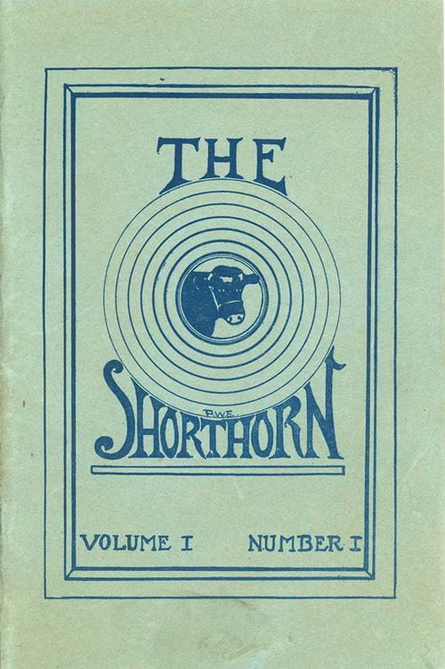 'The Shorthorn volume 1 number 1' with a bulleye and bull in center