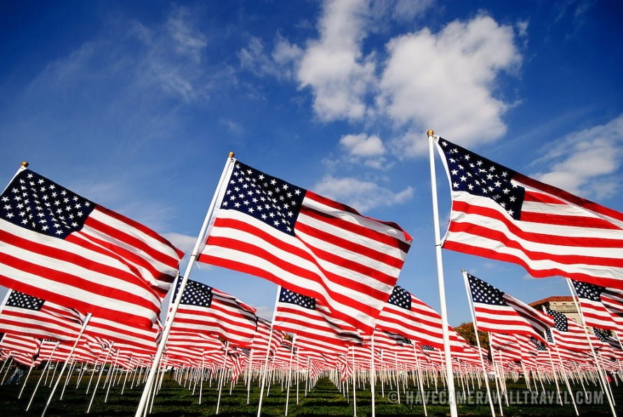United states of america flags under clear blue sky