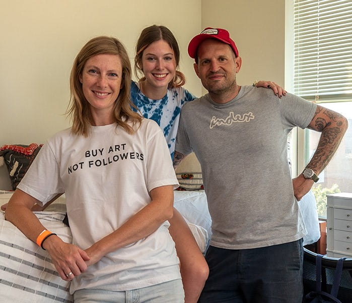 Amaris Werner with her mom, Robbie, and her dad, Adam, during the Move-In event last fall.