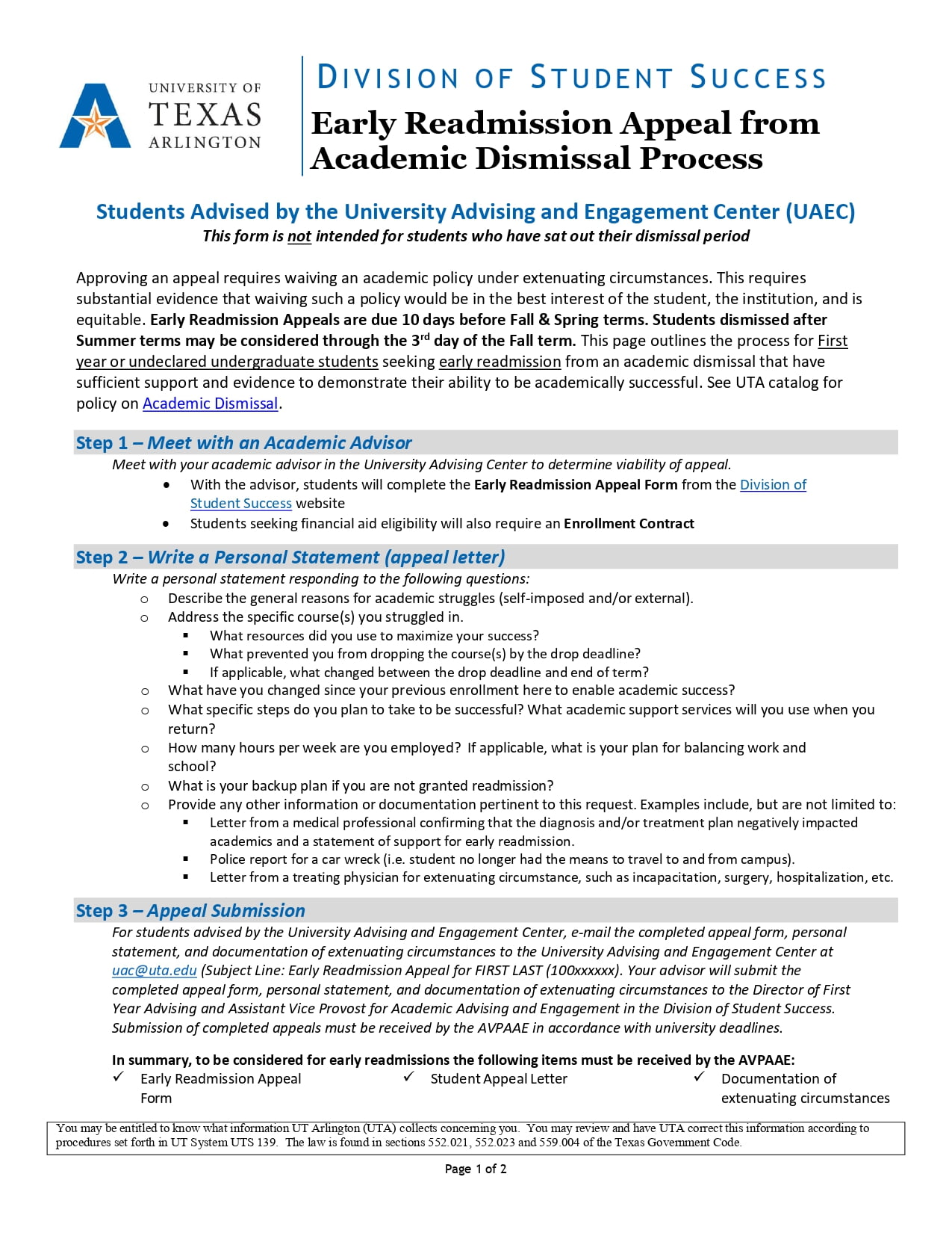 Academic Standing - Division Of Student Success - The University Of ...