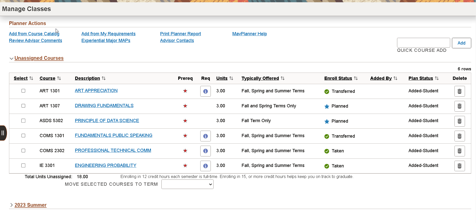 View Course Enrolled Status - Division of Student Success - The 